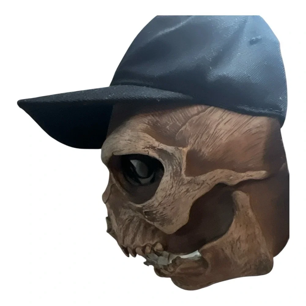 Spirit Skull Mask w Black Cap‎ Halloween Costume Adult One Size